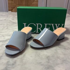 J. Crew Patent Slide Mules in Light Gray-Blue